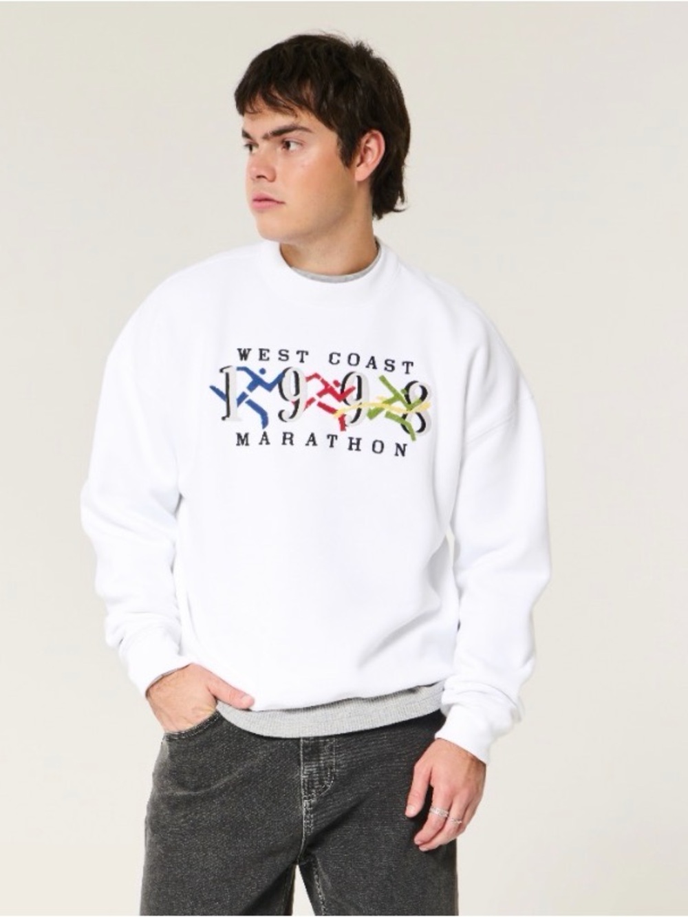 Hollister White Crewneck West Coast Marathon